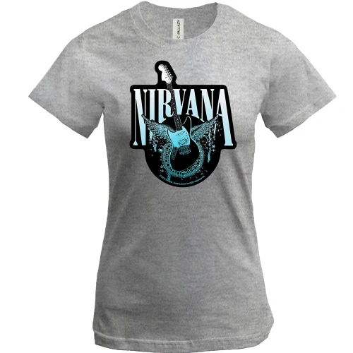Женская футболка, Серый меланж, Nirvana (гитара)