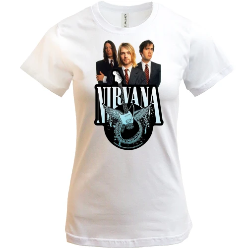 Женская футболка, Белый, Nirvana Band