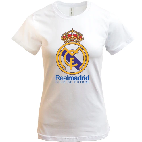 Жіноча футболка, Білий, з кольоровою емблемою Real Madrid