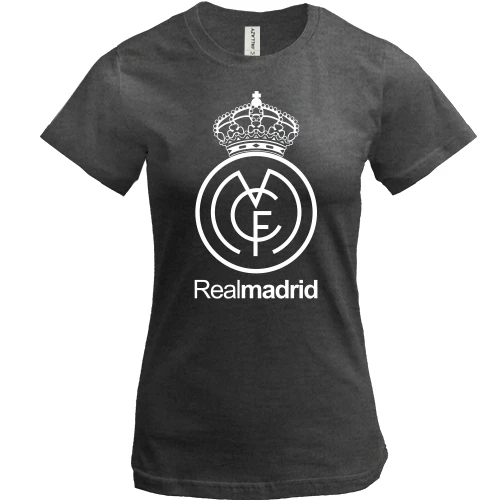 Женская футболка, Черный, с белой эмблемой Real Madrid
