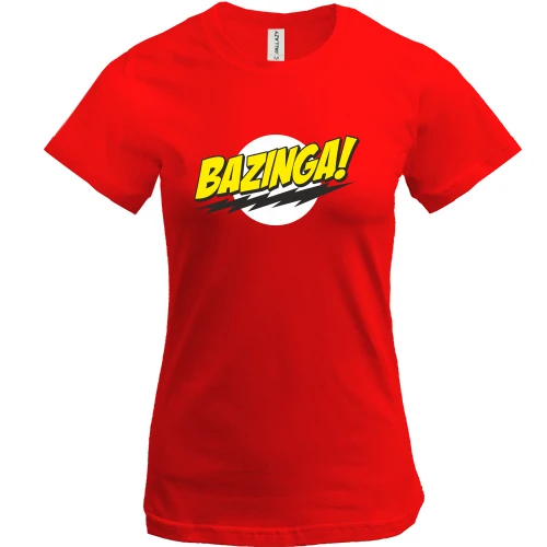 Женская футболка, красный, Bazinga