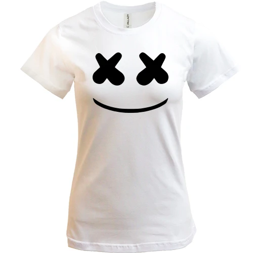 Жіноча футболка, білий, з обличчям Marshmello