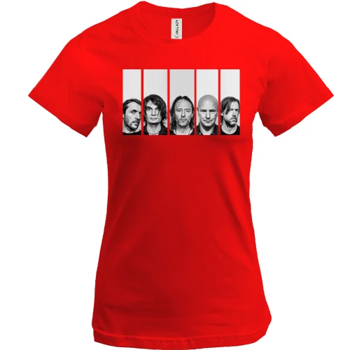 Женская футболка, Красный, Radiohead Band (2)