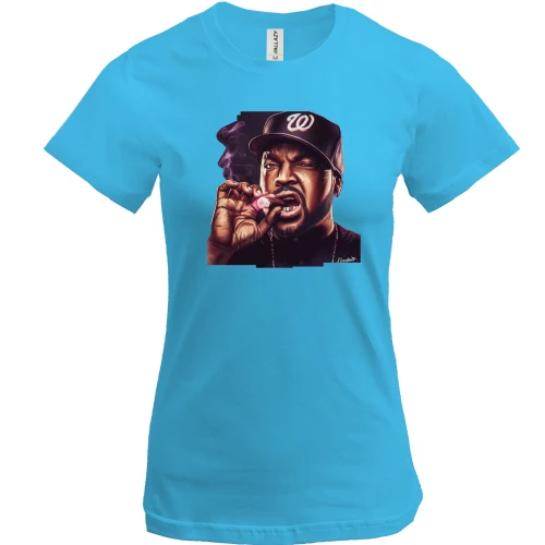 Женская футболка, Белый, с курящим Ice Cube