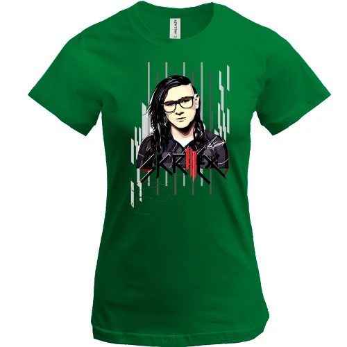 Жіноча футболка, зелений, з Skrillex