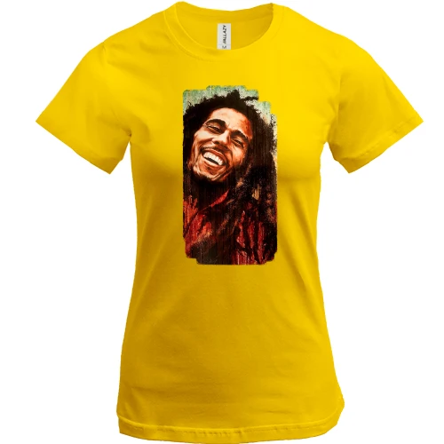 Жіноча футболка, Жовтий, з усміхненим Bob Marley