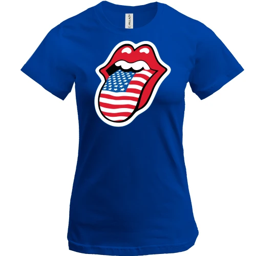 Женская футболка, Синий, Rolling Stones USA