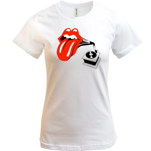 Женская футболка, Белый, Rolling Stones (граммофон)