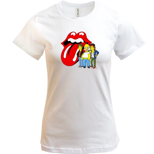 Женская футболка, Белый, Rolling Stones (Simpsons)