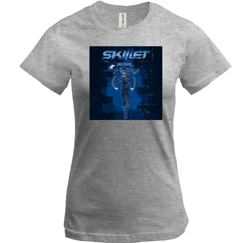 Женская футболка, Серый меланж, Skillet Unleashed