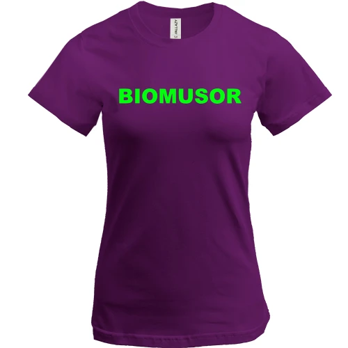 Жіноча футболка з написом "Biomusor"