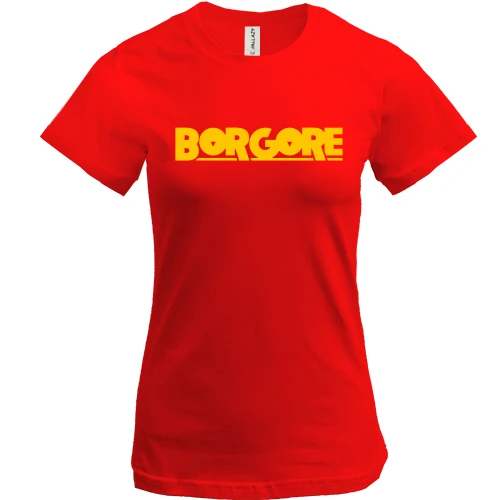 Жіноча футболка, червоний, з логотипом "Borgore"
