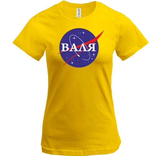 Женская футболка, Желтый, Валя (NASA Style)