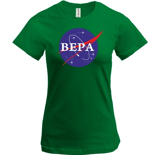 Женская футболка, Зеленый, Вера (NASA Style)