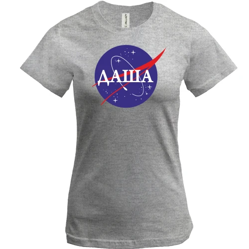 Женская футболка, Серый меланж, Даша (NASA Style)