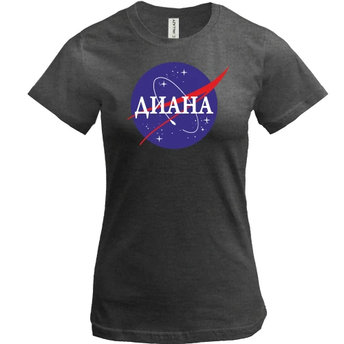 Женская футболка, Серый меланж, Диана (NASA Style)