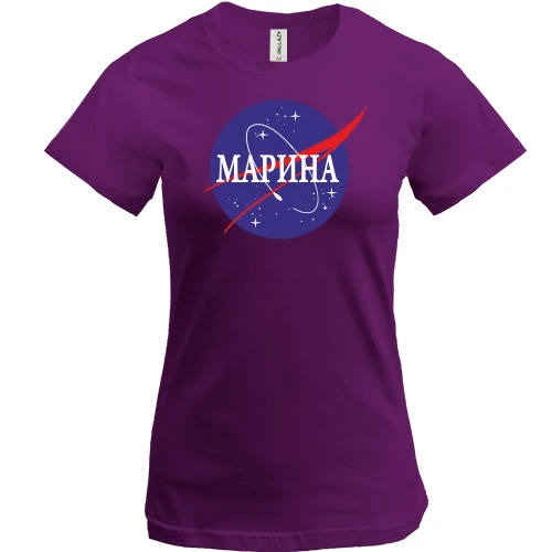 Женская футболка, Черный, Марина (NASA Style)