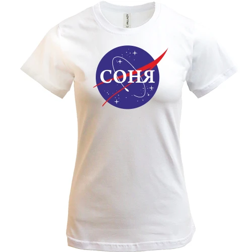 Женская футболка, Белый, Соня (NASA Style)