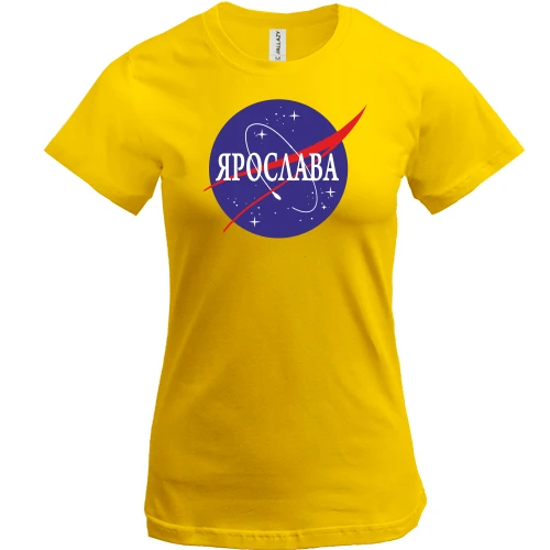 Женская футболка, Желтый, Ярослава (NASA Style)