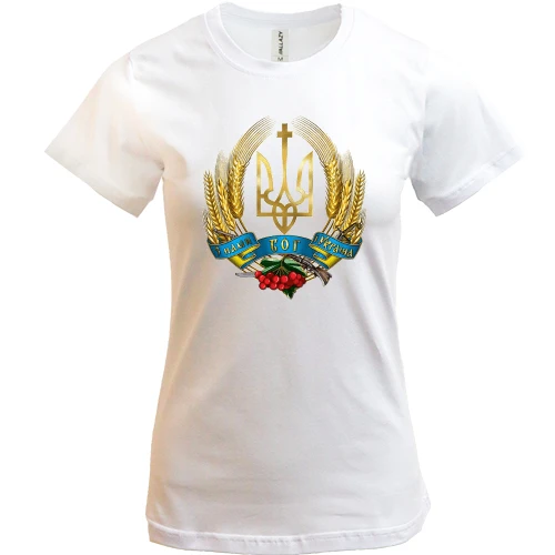 Жіноча футболка, Білий, з нами бог