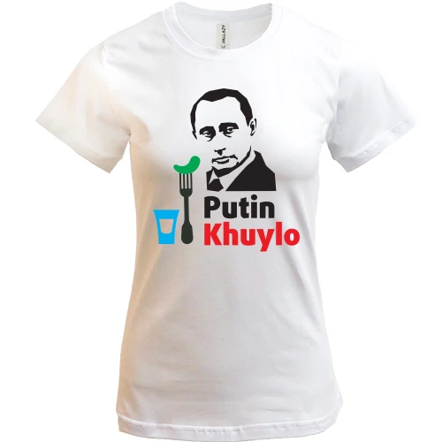 Жіноча футболка Putin - kh*lo (з чаркою горілки)