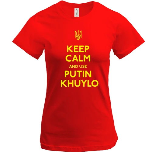 Женская футболка, красный, Keep Calm and use Putin Huilo