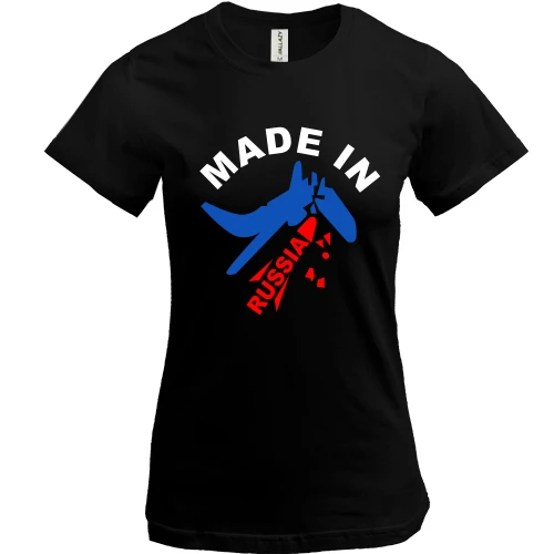 Жіноча футболка, чорний, MADE IN RUSSIA