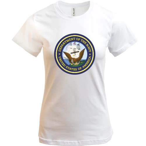 Женская футболка, Белый, NAVY (logo big)