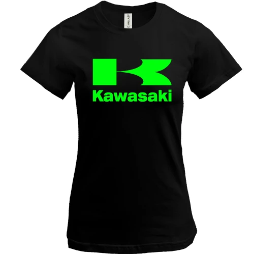 Женская футболка, черный, с лого Kawasaki