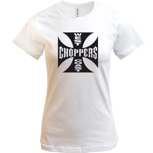 Женская футболка, белый, с лого West Coast Choppers