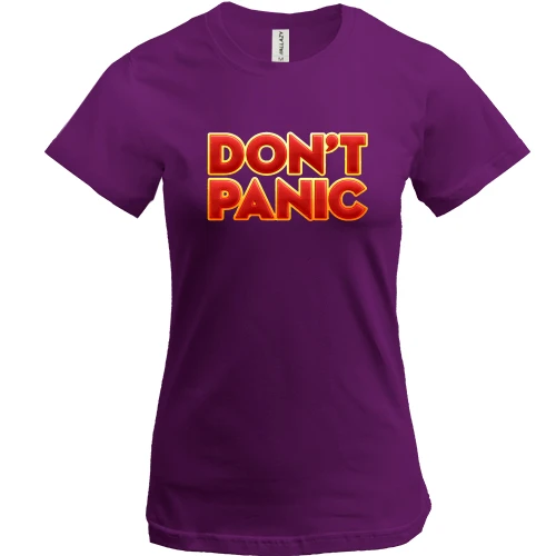 Женская футболка, Фиолетовый, don't panic