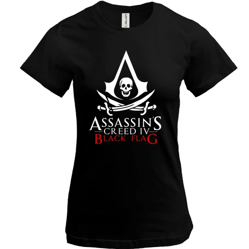 Женская футболка, Черный, с лого Assassin’s Creed IV Black Flag
