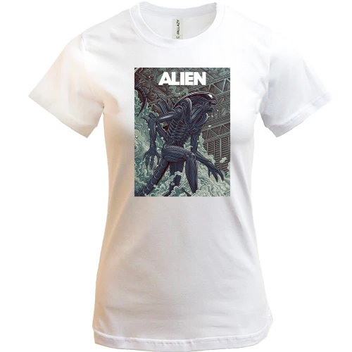 Женская футболка, Белый, с постером Alien