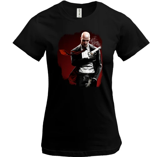 Женская футболка, Черный, с Hitman (Хитмен)