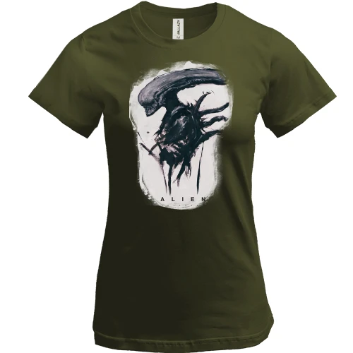Женская футболка, Хаки, с Чужим (Alien)
