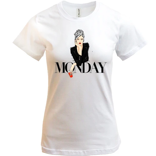 Женская футболка, Синий, Monday