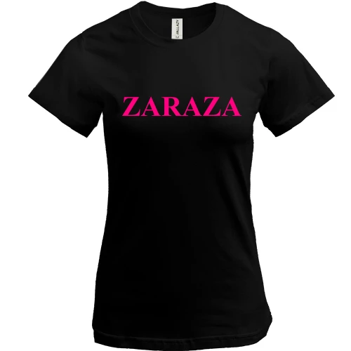 Жіноча футболка із написом «ZARAZA» яскраво-рожевого кольору