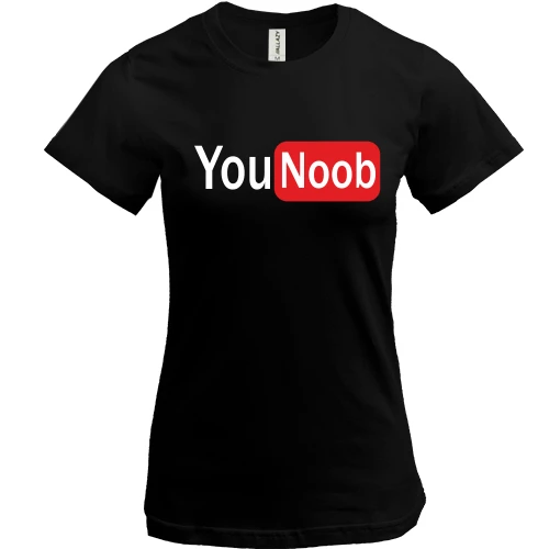 Женская футболка, Черный, с надписью "You Noob"