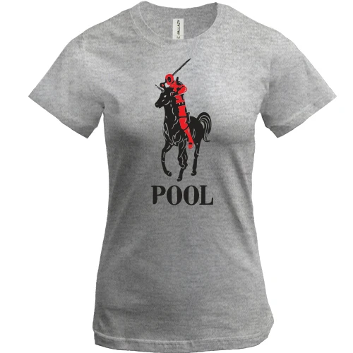Женская футболка, Белый, с надписью "Pool" Дэдпул