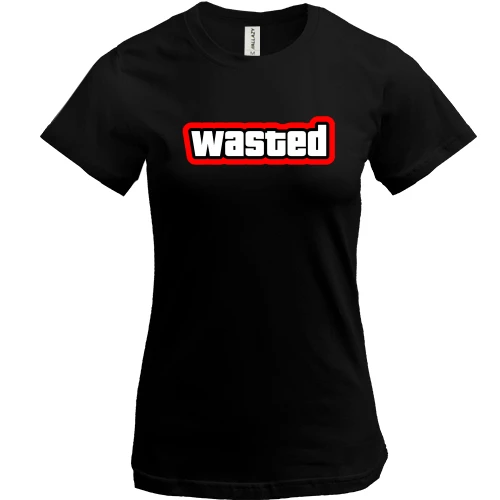 Женская футболка, Черный, с надписью "wasted"