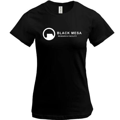 Женская футболка, Черный, с логотипом сотрудника Black Mesa (Half Life)