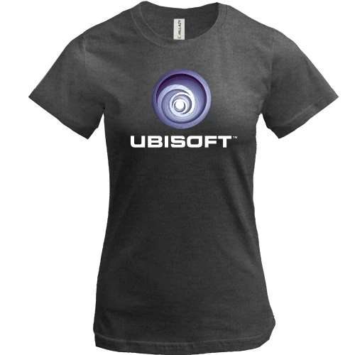 Женская футболка, Серый меланж, с логотипом Ubisoft