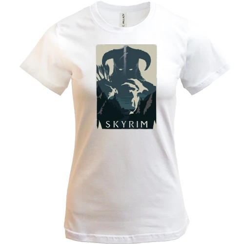 Жіноча футболка, Білий, з постером до Skyrim