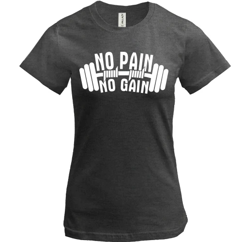 Жіноча футболка, Сірий меланж, No pain - no gain