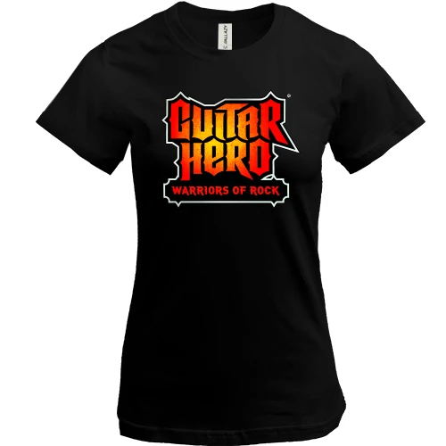 Женская футболка, Черный, с постером Guitar Hero - Warriors of rock