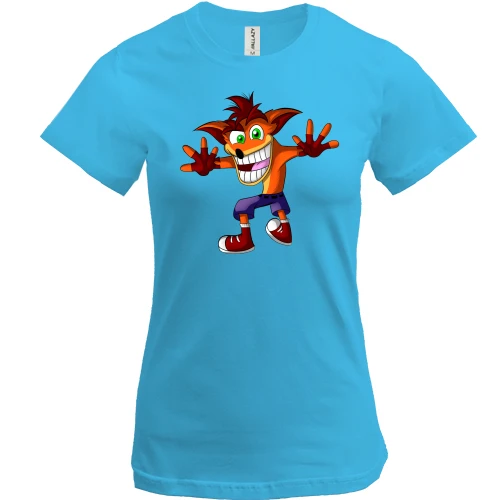 Женская футболка, Синий, с иллюстрированным Crash Bandicoot