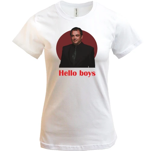 Женская футболка с Кроули - hallo boys