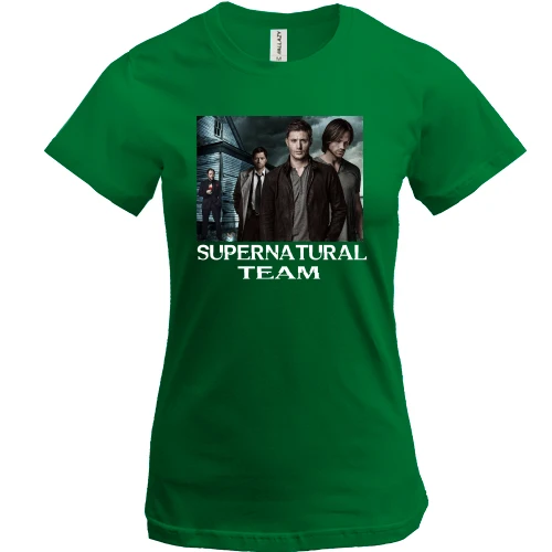 Женская футболка, Зеленый, Supernatural Team