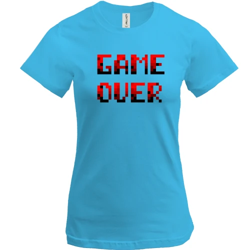 Женская футболка, Синий, с надписью "Game over"