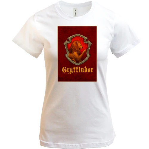 Жіноча футболка, Білий, з гербом Gryffindor (Harry Potter)
